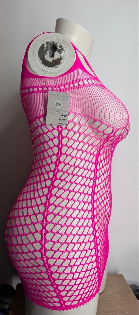 Sexy Roze Fishnet Jurkje - Nieuw, One Size (2608*), Kleding | Dames, Ophalen of Verzenden, Onbekend, Nachtkleding, Roze