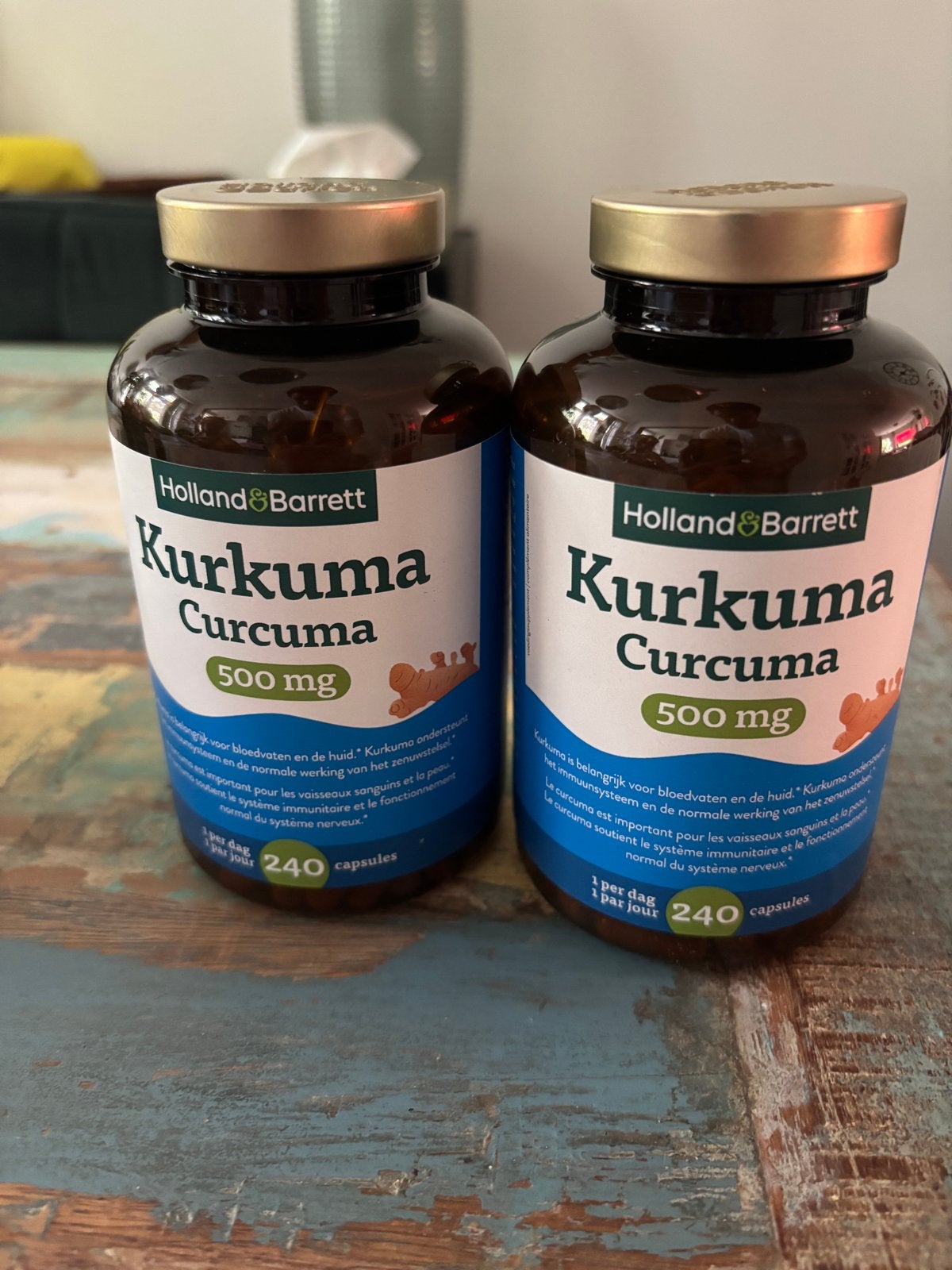 Holland & Barrett Kurkuma 500mg - 240 capsules (2 potjes), Ophalen of Verzenden, Nieuw, Poeder of Drank