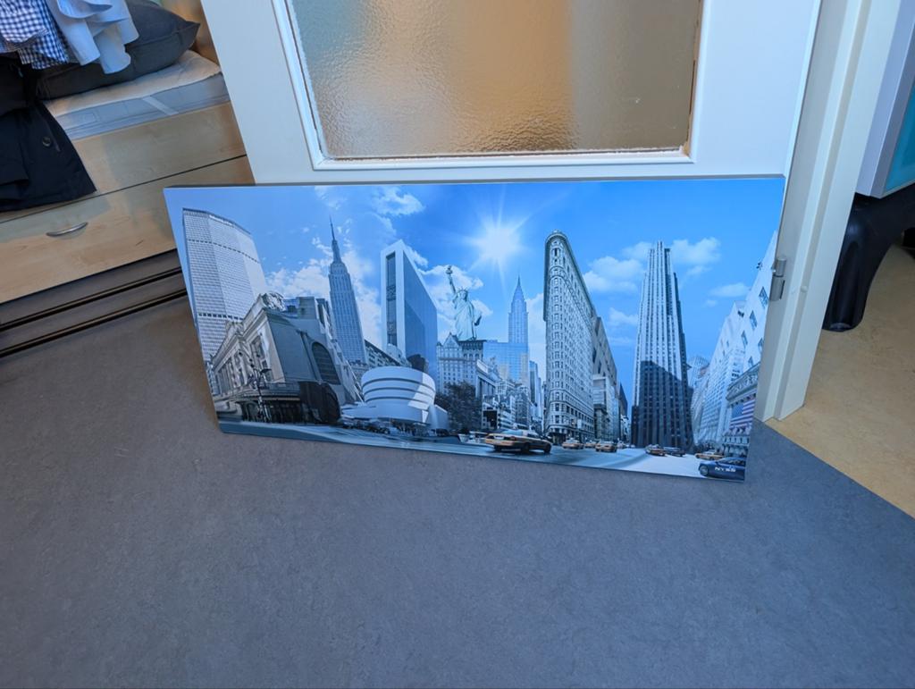 New York City Skyline Canvas Schilderij, Ophalen of Verzenden, Zo goed als nieuw, Schilderij, 75 tot 100 cm