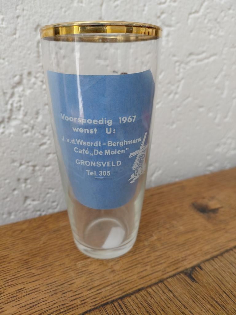 Bierglas Cafe de Molen Gronsveld 1967, Ophalen of Verzenden, Zo goed als nieuw, Bierglas