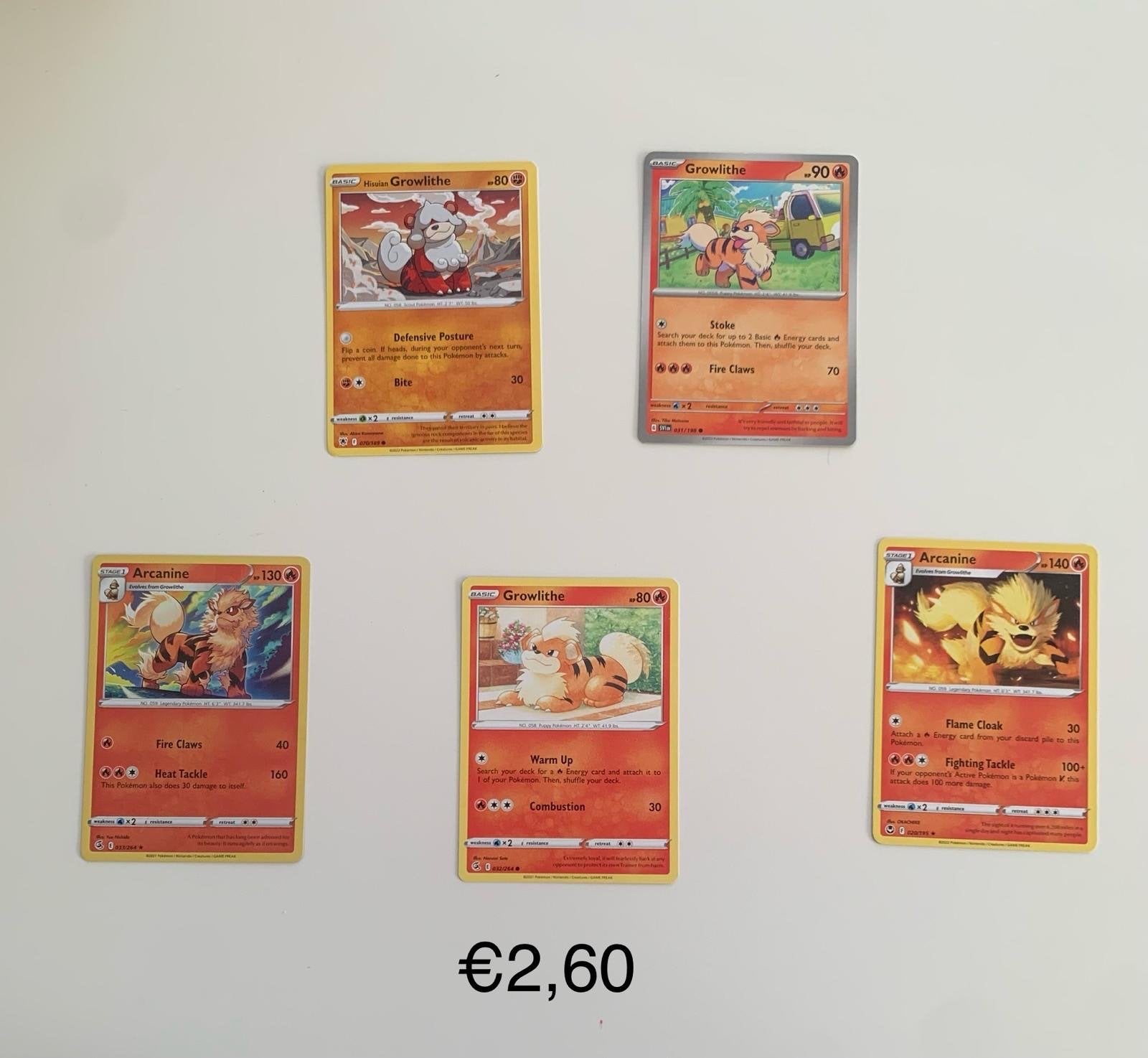 Pokémon Kaarten: Growlithe & Arcanine Collectie, Ophalen of Verzenden, Gebruikt, Meerdere kaarten