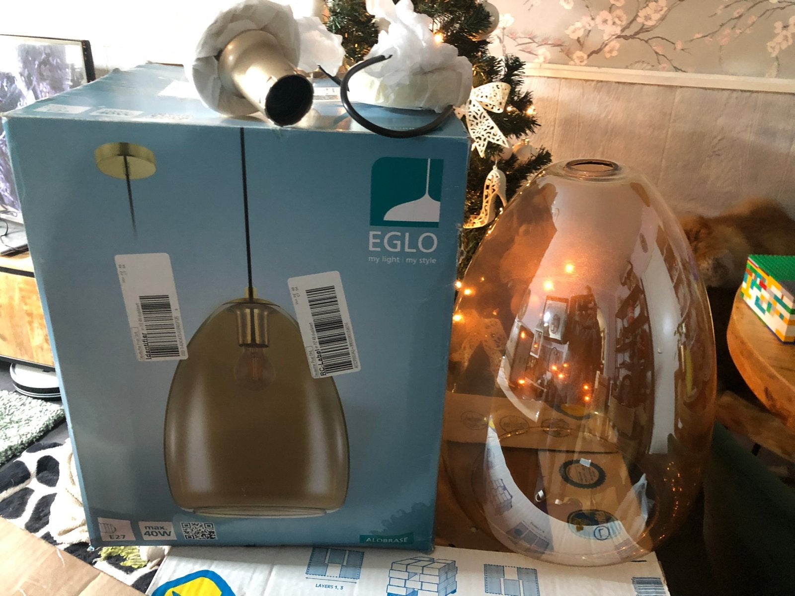EGLO ALOBRASE Hanglamp - Nieuw in doos, Ophalen of Verzenden, Nieuw, Glas, E27 (groot)