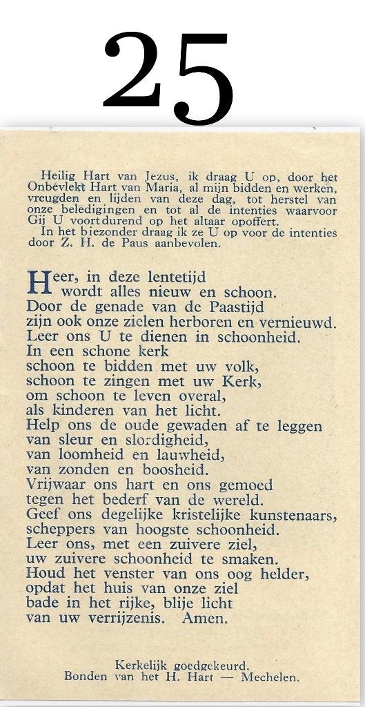 Bp25 devotie prentje vernieuwing van het christelijk leven, Ophalen of Verzenden, Gebruikt, Kaart of Prent