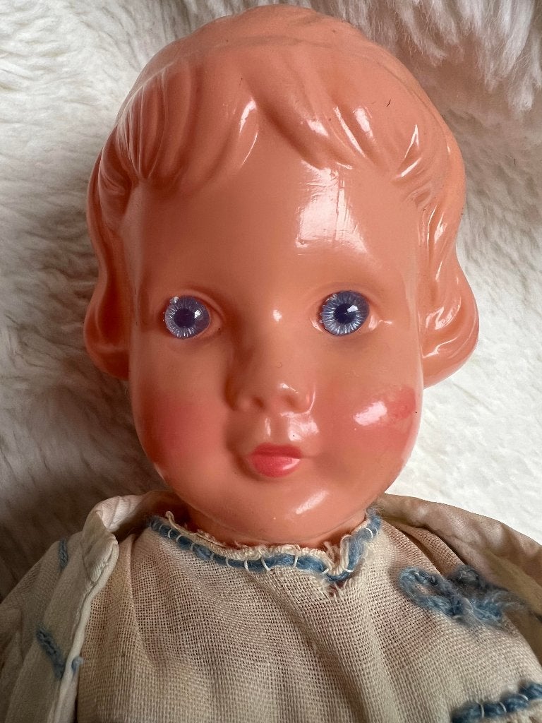 Vintage Babypop  Blauwe Ogen, Verzamelen, Poppen, Ophalen, Gebruikt, Babypop