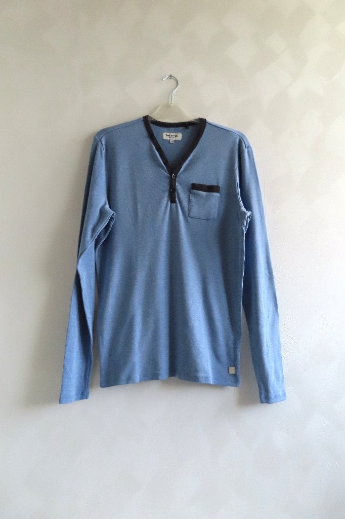 Longsleeve Henley Blauw The Sting mt M (G73), Ophalen of Verzenden, Zo goed als nieuw, The Sting, Maat 48/50 (M)