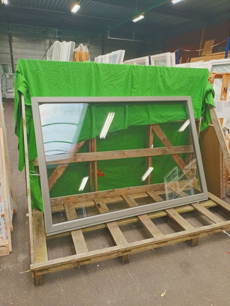 Kunststof Vast kozijn  b205 x h137,5 cm Grijs  -2193-, Niet ingevuld, Kunststof, Raamkozijn, Niet ingevuld