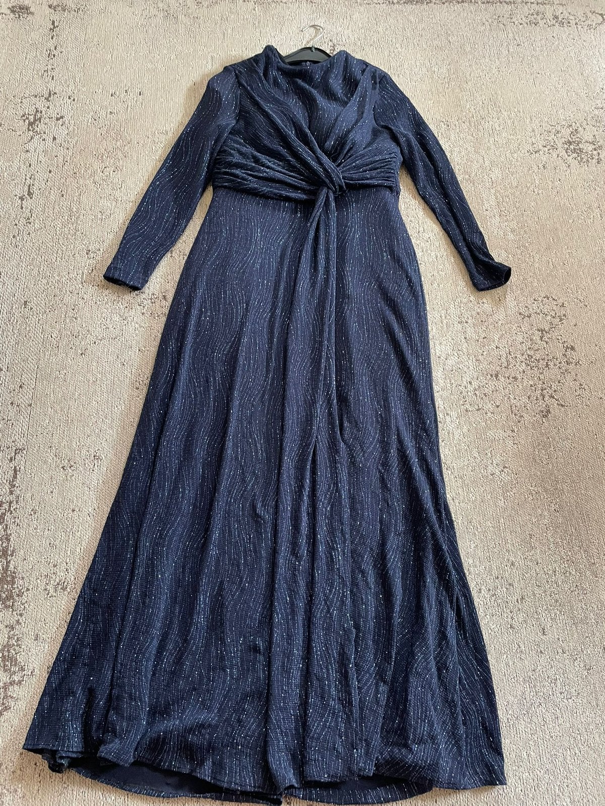 Elegante donkerblauwe glitterjurk, Ophalen of Verzenden, Zo goed als nieuw, Blauw