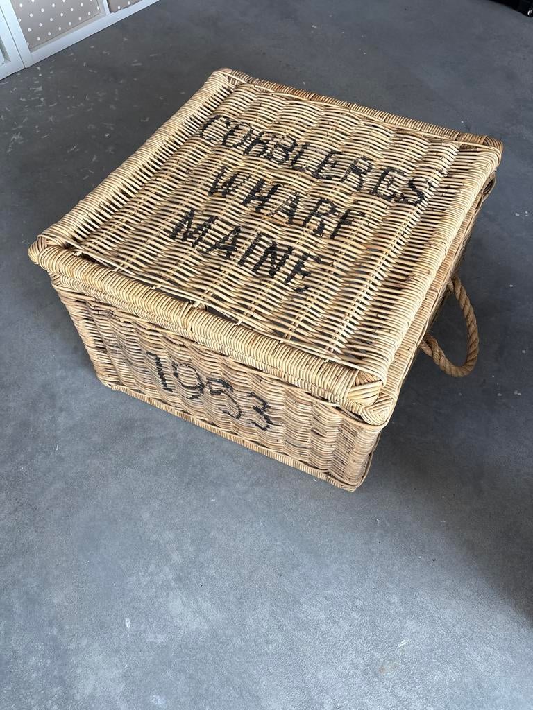 Riviera Maison Cobblers Opbergmand Rotan 90cm, Mand, Ophalen of Verzenden, Zo goed als nieuw, Riet