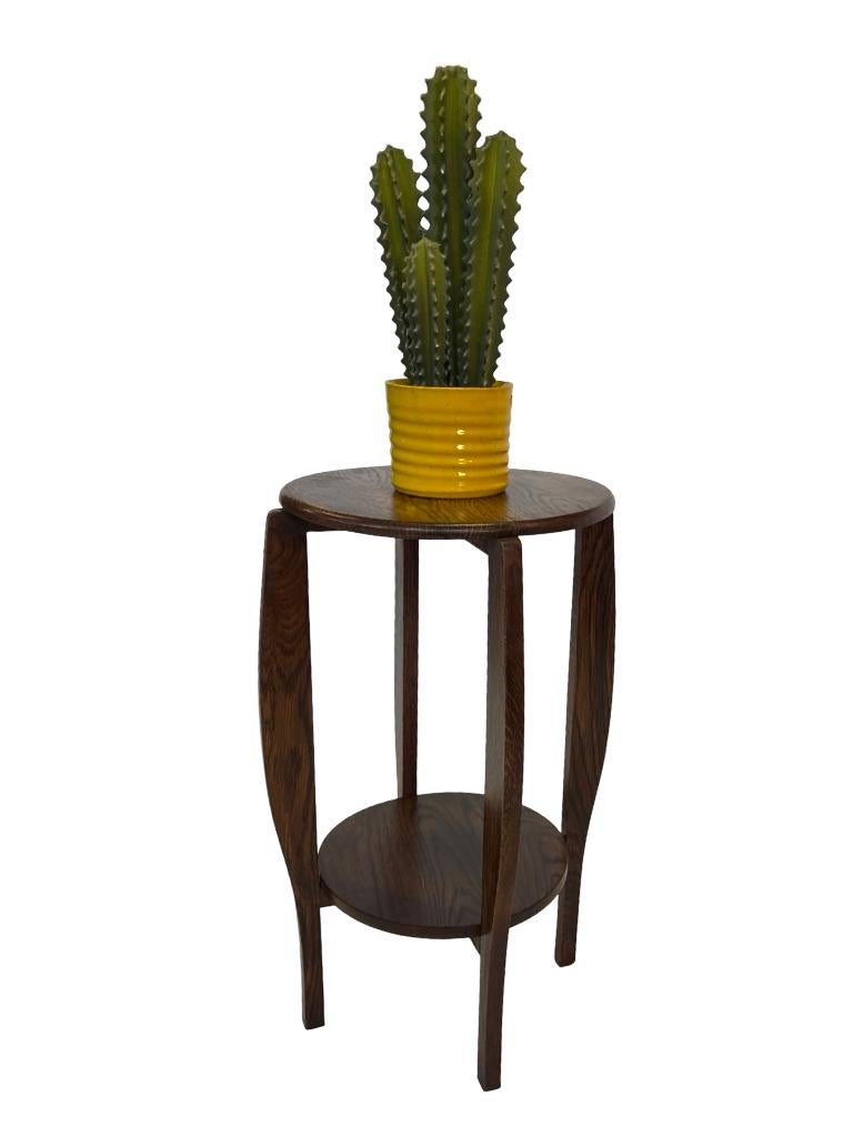 Art Deco bijzettafel/plantentafel van eikenhout, design 1950, Ophalen, Minder dan 55 cm, Gebruikt, Art Deco tafeltje