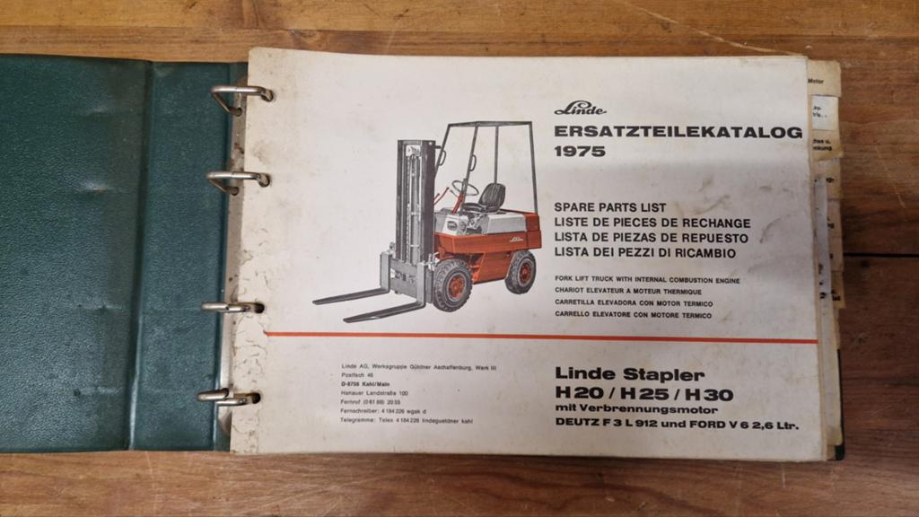 Oud werkplaatshandboek Linde heftruck Deutz Ford 1975, Ophalen of Verzenden