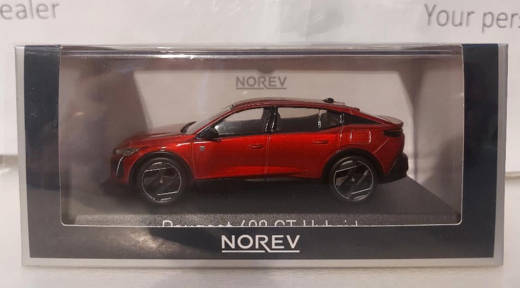 Norev 1:43 Peugeot 408 GT Hybrid 2023 Elixir rood nieuw, Ophalen of Verzenden, Nieuw, Auto, Norev