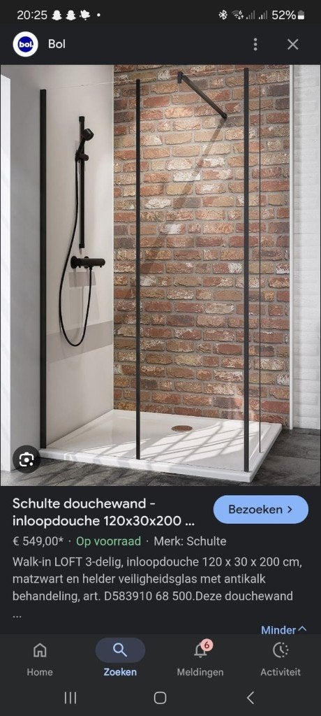 Schulte LOFT 3-delige douchewand 120x30x200 cm matzwart, Ophalen, Nieuw, Glas, Douche