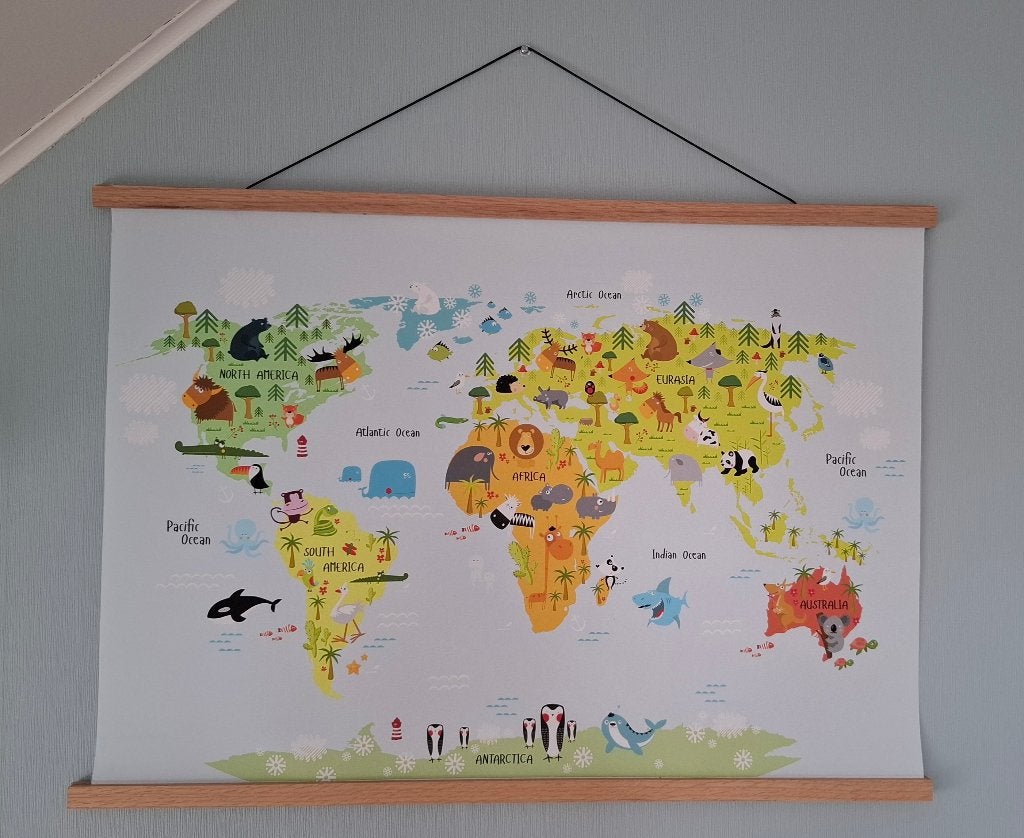 Leuke poster als wereldkaart met houten latten, Kinderen en Baby's, Kinderkamer | Inrichting en Decoratie, Ophalen, Zo goed als nieuw