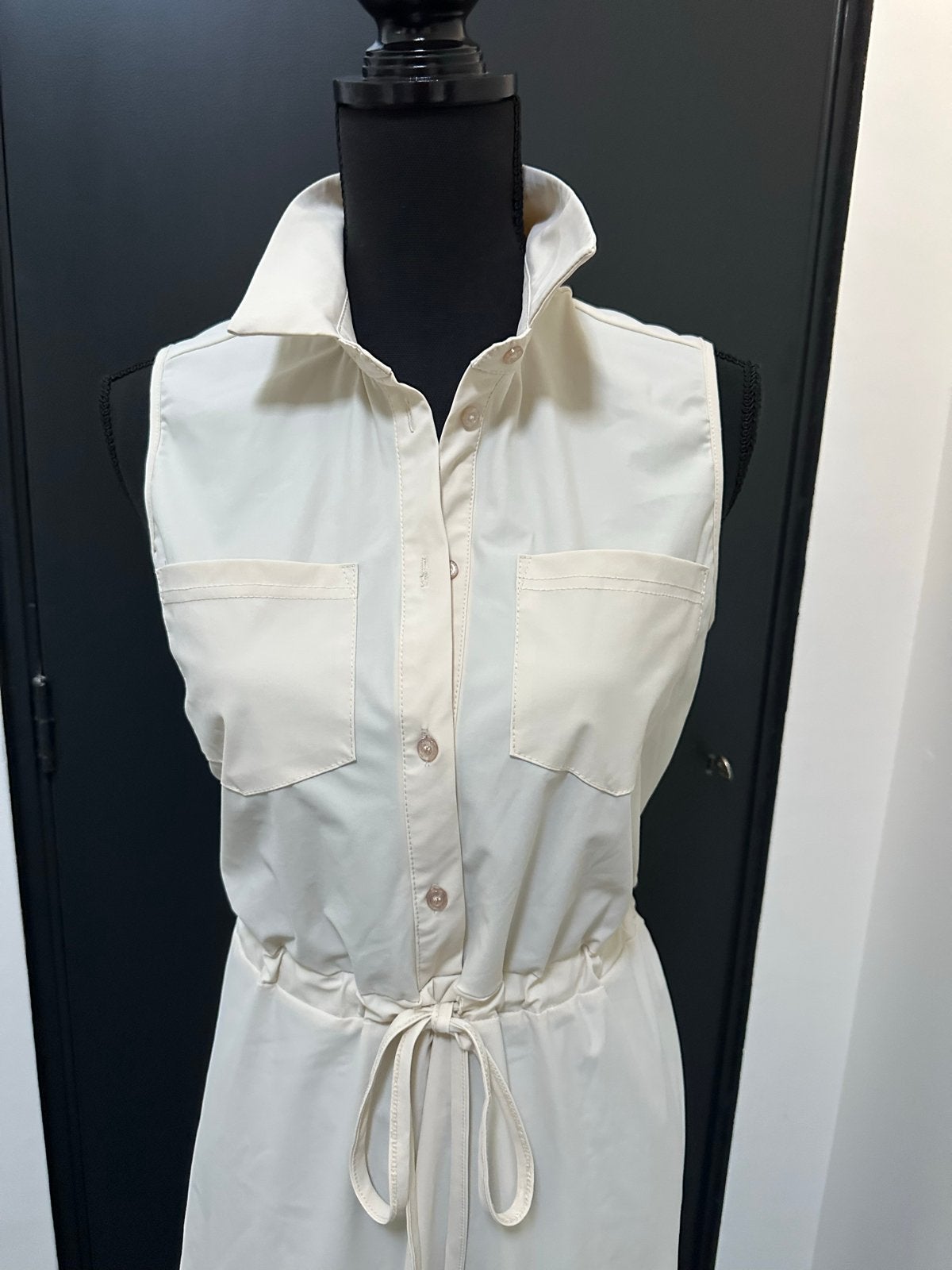 G-Maxx Jurk Maat S - Beige Mouwloze Blousejurk, Kleding | Dames, Jurken, Zo goed als nieuw, Maat 36 (S), Beige, Knielengte, Ophalen of Verzenden