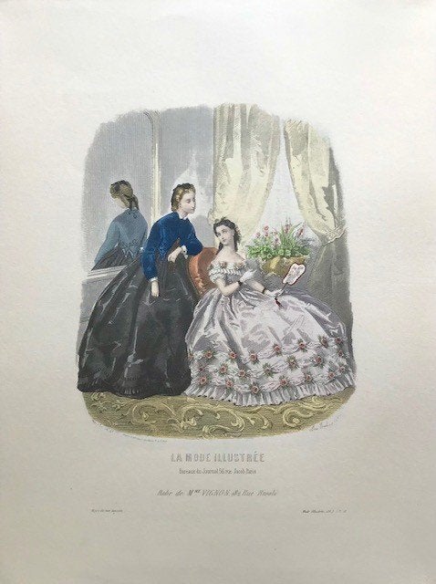 Franse modeprenten lithografie La Mode Illustrée, Ophalen of Verzenden, Voor 1940, Zo goed als nieuw, Prent