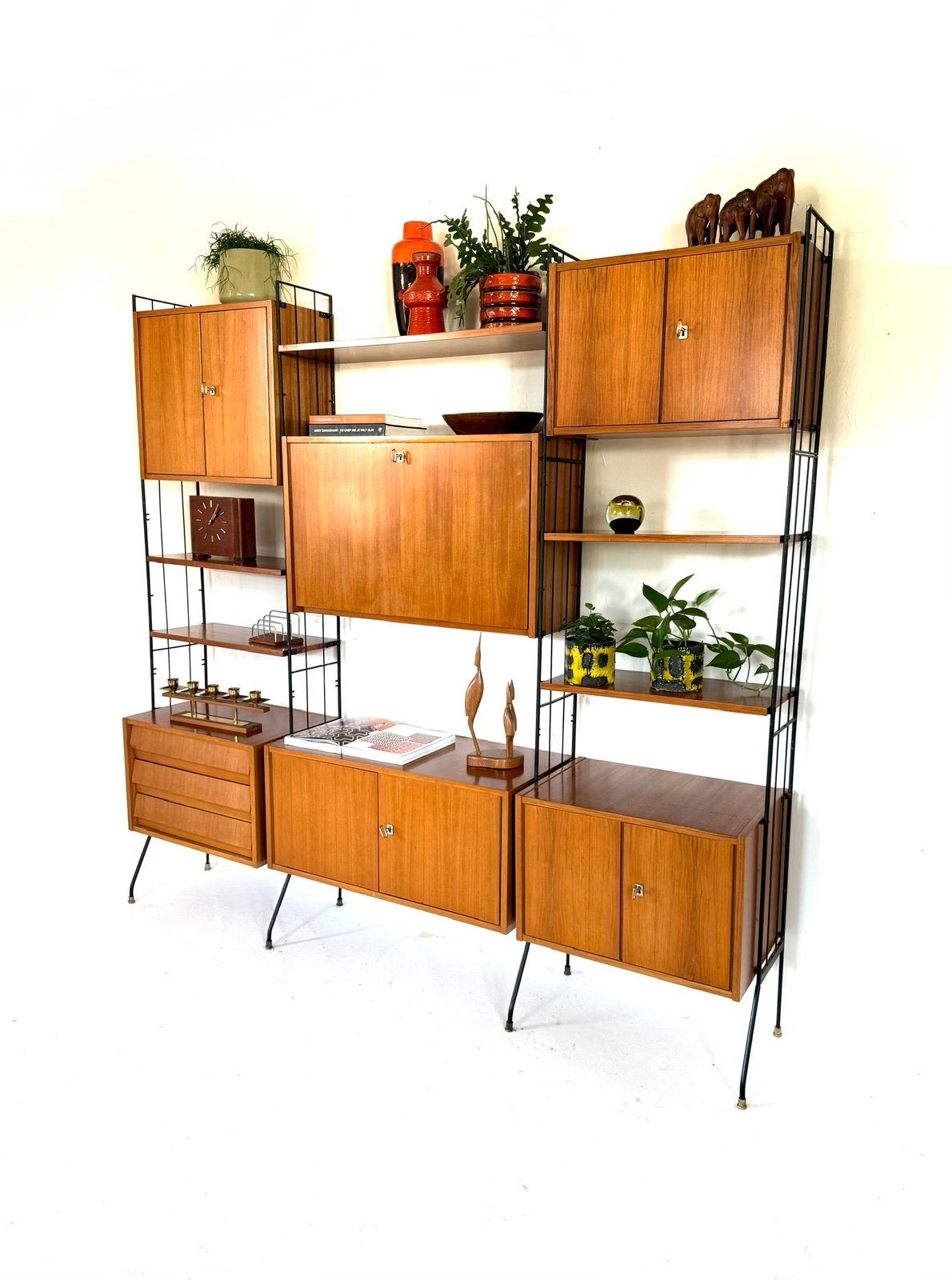 Vintage vrijstaand modulair wandmeubel, Köch Möbel ‘60, Huis en Inrichting, Overige houtsoorten, 150 tot 200 cm, Köch Möbel, Ophalen of Verzenden