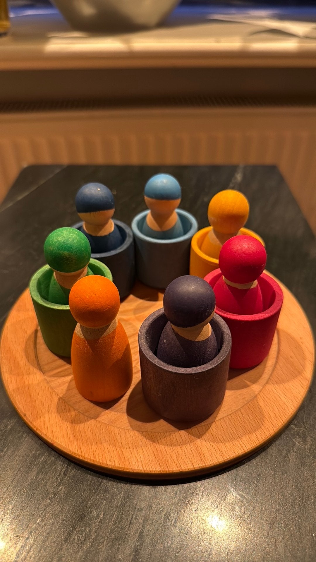 Grimms houten regenboog poppetjes 7 stuks Regenboogkleuren, Kinderen en Baby's, Ophalen, Zo goed als nieuw
