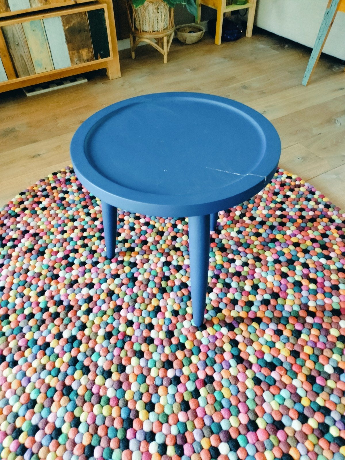 kobaltblauwe bijzettafel, Ophalen of Verzenden, Vierkant, Minder dan 50 cm