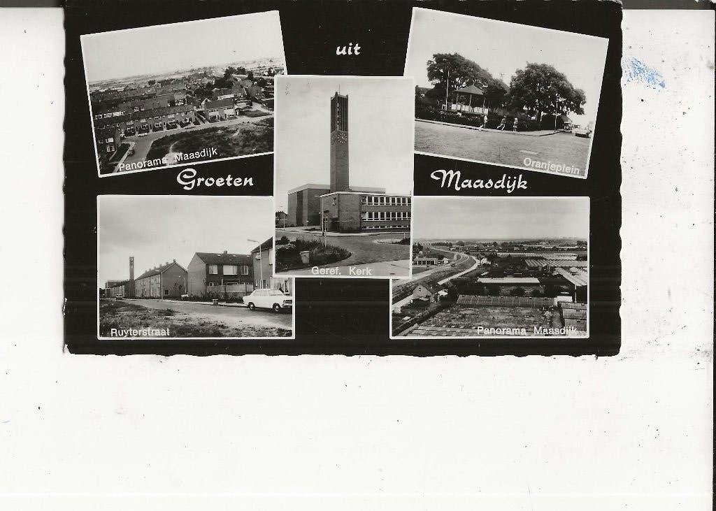 Maasdijk 5-Luik met Oranjeplein Koornneef, Ophalen of Verzenden, 1940 tot 1960, Gelopen, Zuid-Holland