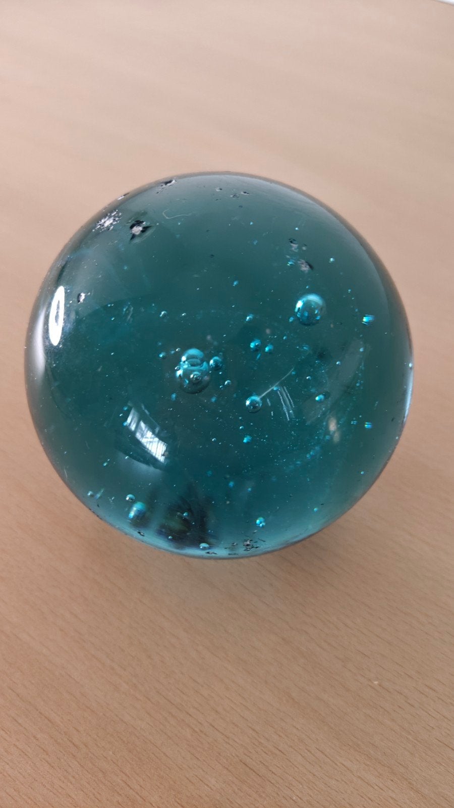 Glazen pressepapier in aqua blauw, Ophalen of Verzenden, Gebruikt, Blauw, Glas
