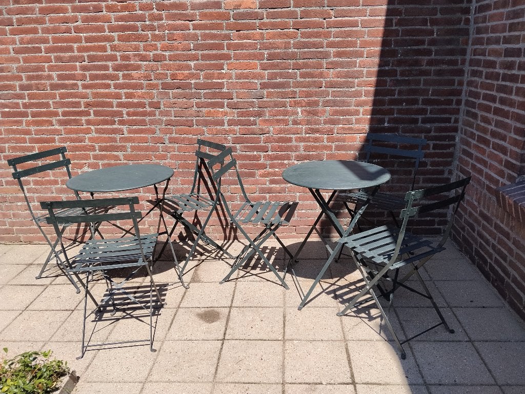 Bistro set "metaal"  (2 sets), Ophalen, Gebruikt, Metaal