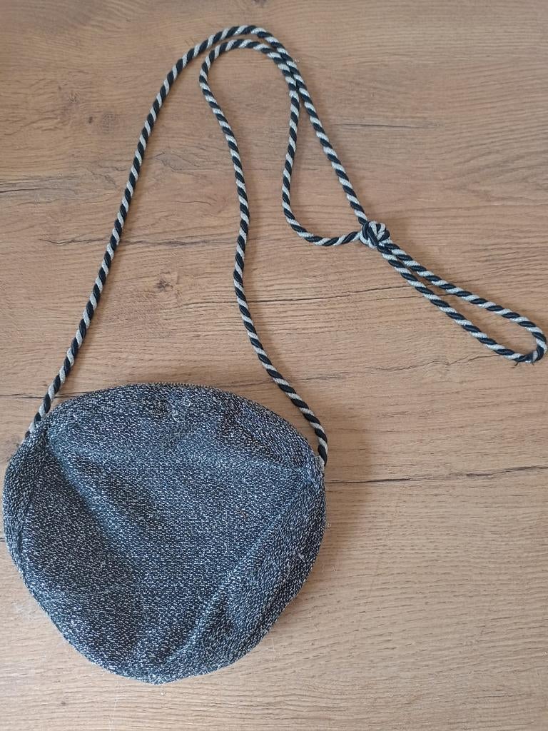 Handtas 20 cm doorsnede zilver Zwart, Ophalen of Verzenden, Gebruikt, Zwart, Handtas