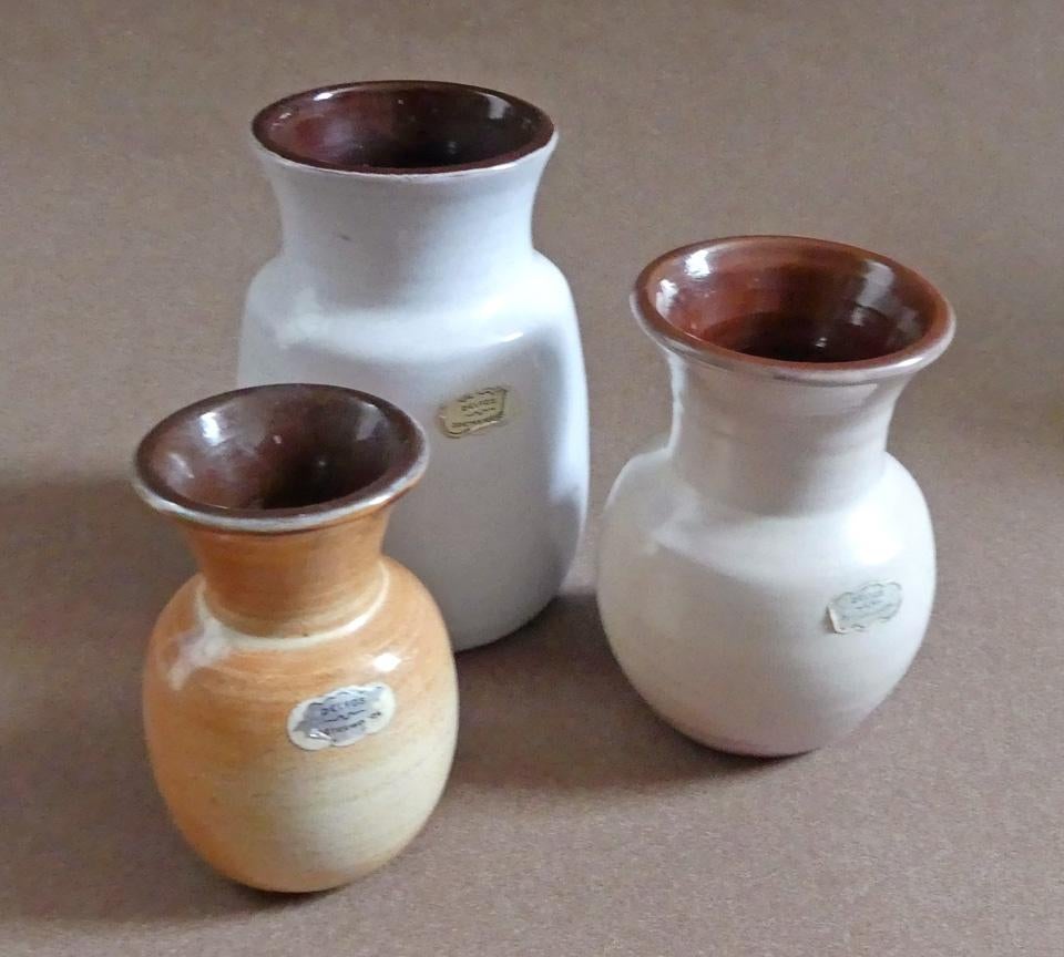 Delfos Zoeterwoude vaasjes trio vintage vaasje Nederlands, Gebruikt, Wit, Aardewerk of Porselein, Ophalen of Verzenden