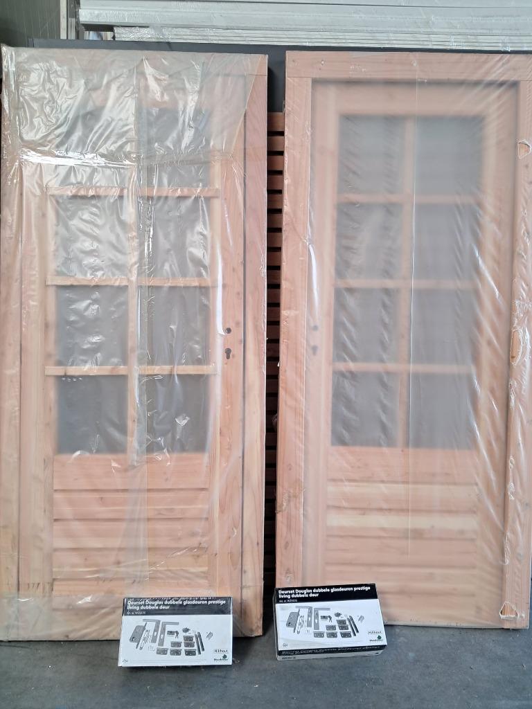 Douglas glasdeur inc. dubbele deurbeslag woodvision deur, 80 tot 100 cm, Surhuisterveen@gmail.com, Nieuw, Buitendeur