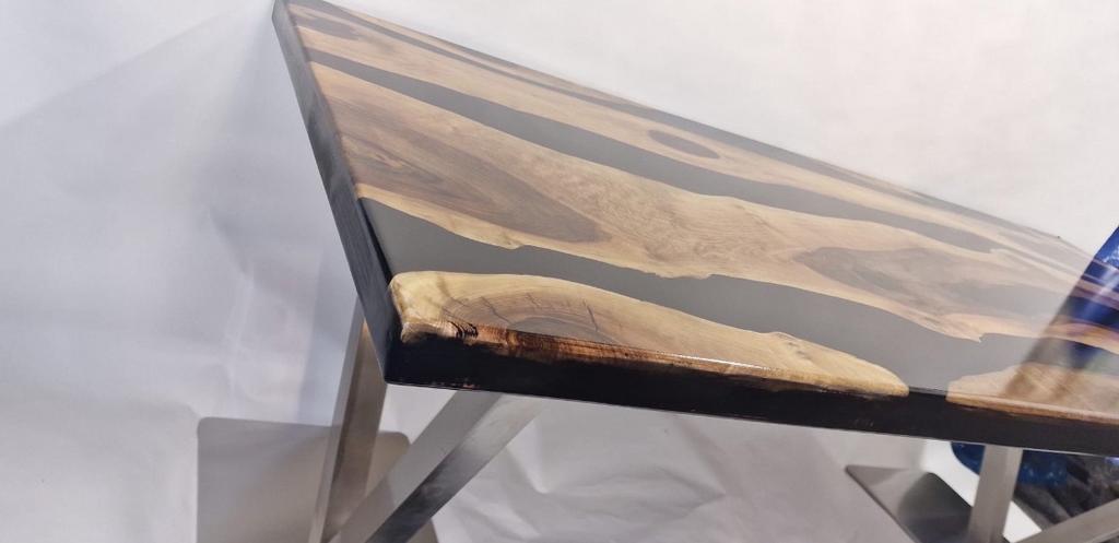Epoxy rivier tafel met onderstel, nu vakantiegeld korting, Eikenhout, Nieuw, Ophalen of Verzenden, Vijf personen of meer
