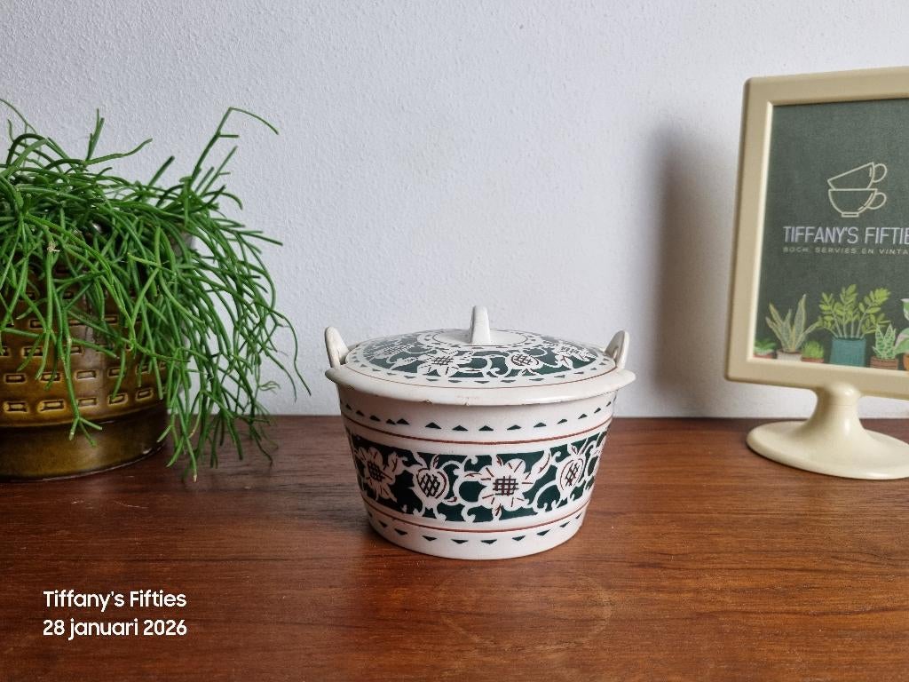 Boterpot Granit groen decor, Ophalen of Verzenden