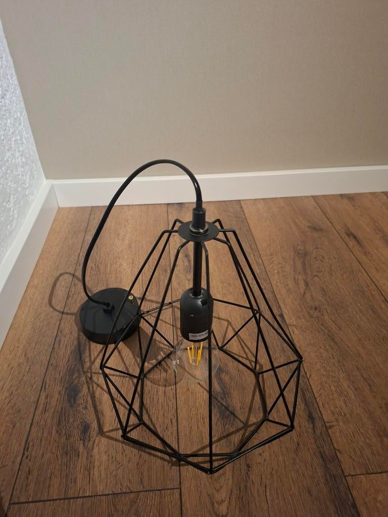 Hanglamp zwart staal, Ophalen of Verzenden, Zo goed als nieuw, Minder dan 50 cm