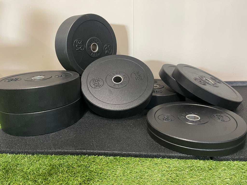 Rubber Bumper Plates!  5/10/15/20/25kg, Sport en Fitness, Fitnessmaterialen, Halterschijven, Stuntgras, Nieuw, Ophalen of Verzenden