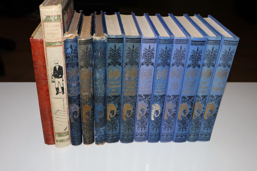 Jules Verne Collectie: 13 st. Blauwe Bandjes & Antiek (1919), Antiek en Kunst, Antiek | Boeken en Bijbels, Ophalen, Jules Verne