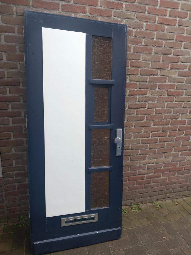 jaren 30 voordeur met draairaampje erin, Doe-het-zelf en Verbouw, Deuren en Horren, Ophalen, Gebruikt, 80 tot 100 cm, Buitendeur