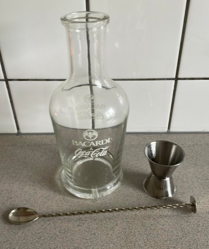 Bacardi en Coca Cola karaf, lepel en maatbeker, Ophalen of Verzenden, Zo goed als nieuw, Gebruiksvoorwerp