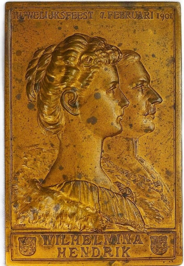 Huwelijksfeest van Wilhelmina en Hendrik, 7 februari 1901, Ophalen of Verzenden, Brons, Nederland