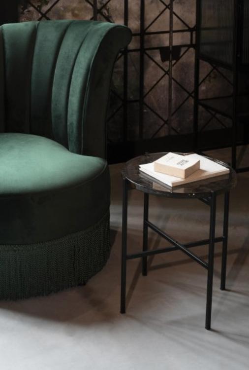 Dutchbone Vidrio bijzettafel zwart | Van €141, nu, 45 tot 60 cm, Minder dan 55 cm, Dutchbone, Rond