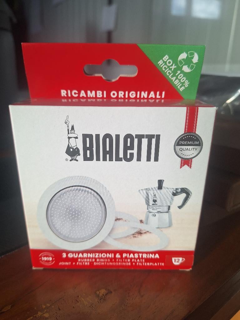 Bialetti Moka filterplaatje + rubber ringen - 12 kops, Espresso apparaat, 10 kopjes of meer, Gemalen koffie, Ophalen of Verzenden