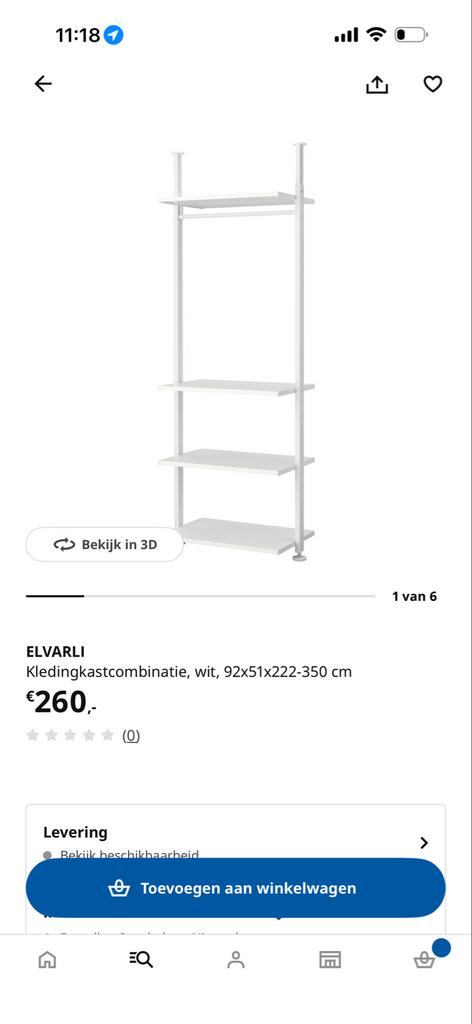 Elvari Kledingkast - 3 Delen + 8 stangen, Huis en Inrichting, Kasten | Kledingkasten, Ophalen, Met plank(en), Gebruikt, 100 tot 150 cm