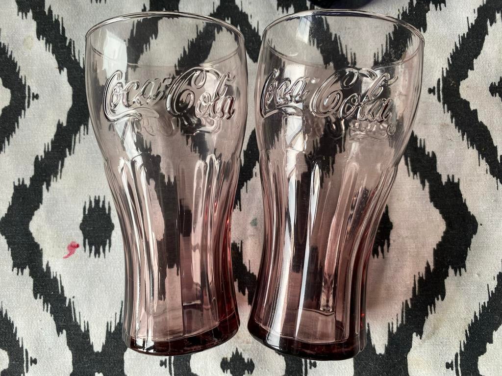 2 Coca Cola Glazen McDonald's, Huis en Inrichting, Keuken | Servies, Ophalen, Glas of Glazen, Gebruikt, Glas