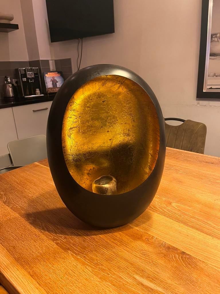 Windlicht ei zwart met goud 45 cm, Ophalen, Zo goed als nieuw, Minder dan 50 cm