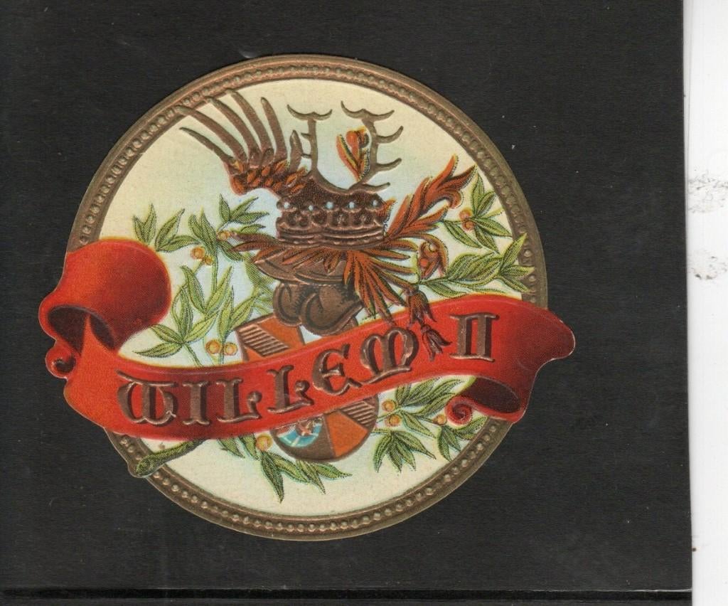 Willem II rond etiket, Verzamelen, Rookartikelen, Aanstekers en Luciferdoosjes, Ophalen of Verzenden, Gebruikt, Sigarenbandjes