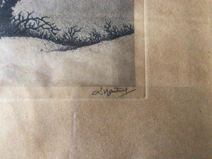 Landschap ets/prent Dirk Harting, Antiek en Kunst, Kunst | Etsen en Gravures, Ophalen of Verzenden