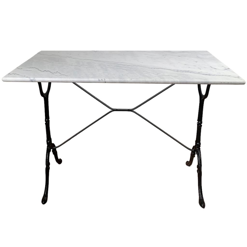 Bistro tuintafel marmer rechthoekig tafelblad met gietijzer, Tuin en Terras, Tuinsets en Loungesets, Eettafel, Nieuw, Ophalen of Verzenden