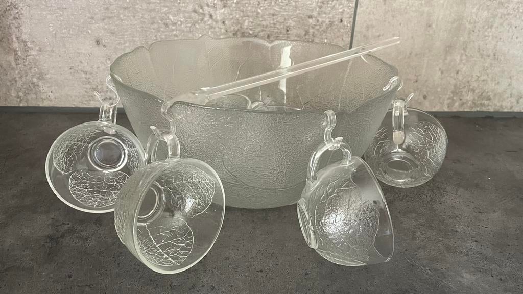 Bowlset met 7 glazen kopjes en lepel, Huis en Inrichting, Keuken | Servies, Overige typen, Ophalen of Verzenden, Overige stijlen