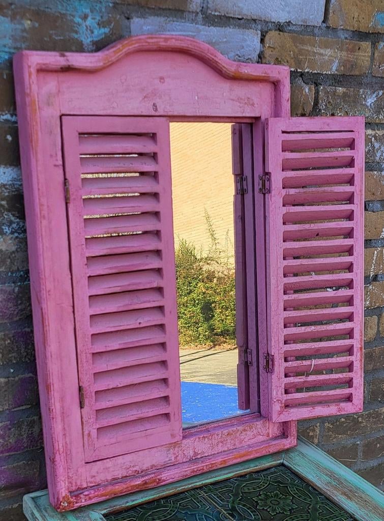 Ibiza/India/Roze/Luikspiegel/Louvredeur, Antiek en Kunst, Ophalen of Verzenden