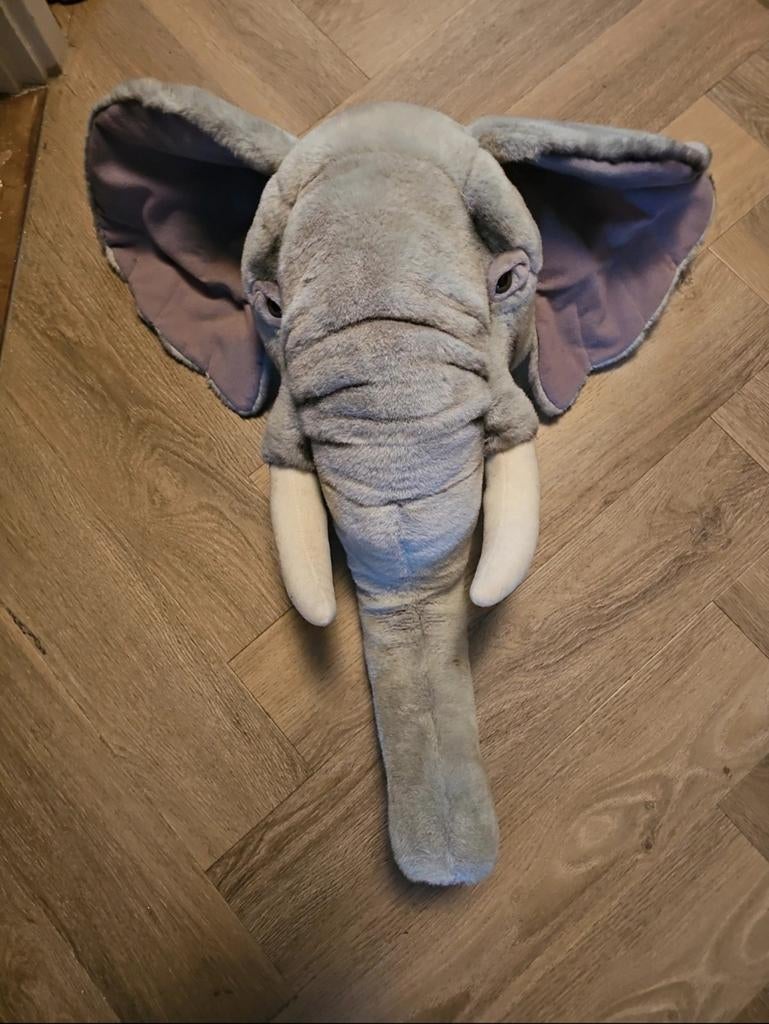Grote Pluche Olifant Wanddecoratie - Zo Goed Als Nieuw, Ophalen, Zo goed als nieuw, Olifant
