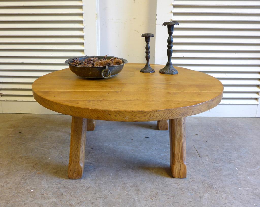 Prachtige eiken brutalist salontafel, Ophalen, 100 tot 150 cm, ?, Minder dan 50 cm