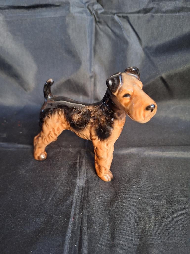 Porseleinen Airedale Terriër Hond Beeldje, Ophalen, Zo goed als nieuw, Dier