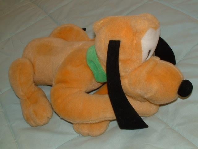 NICOTOY DISNEYLAND PARIS HOND PLUTO PLUCHE GEEL MET ZWARTE, Ophalen of Verzenden, Nieuw, Overige typen